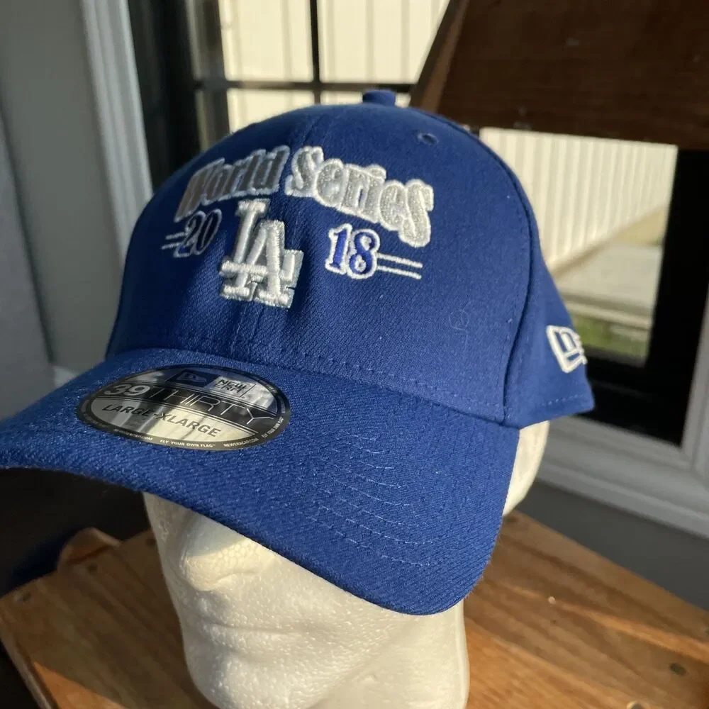 NWT New Era 39Thirty Stretch Hat; L - XL; Los Angeles Dodgers World Series 2018